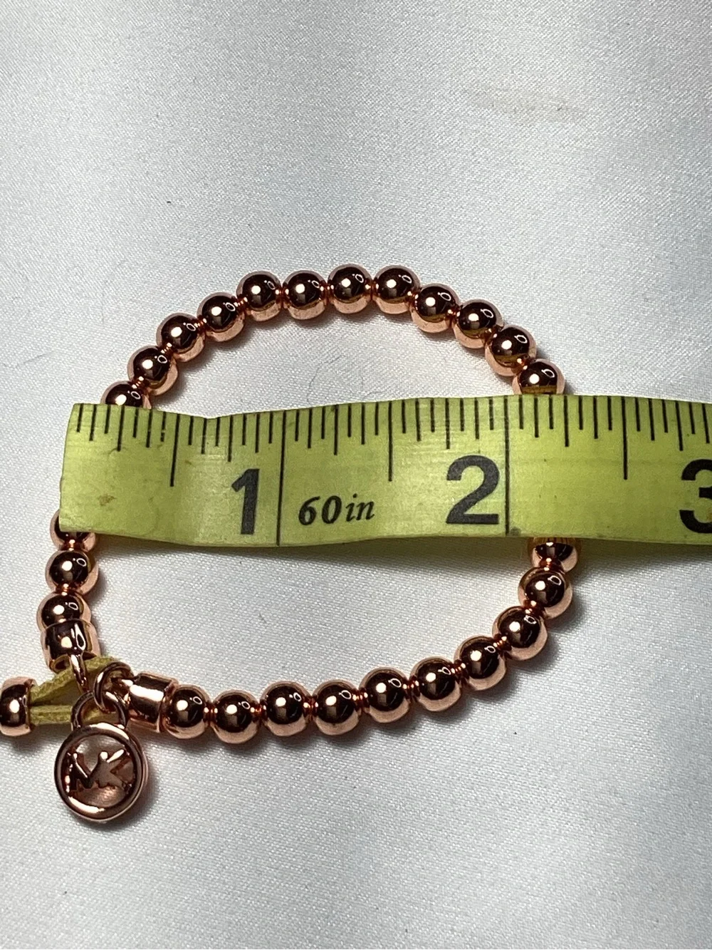 Michael Kors Rose Gold Beaded Logo Bracelet - Pinkish Rose Gold NWT & Velvet Bag